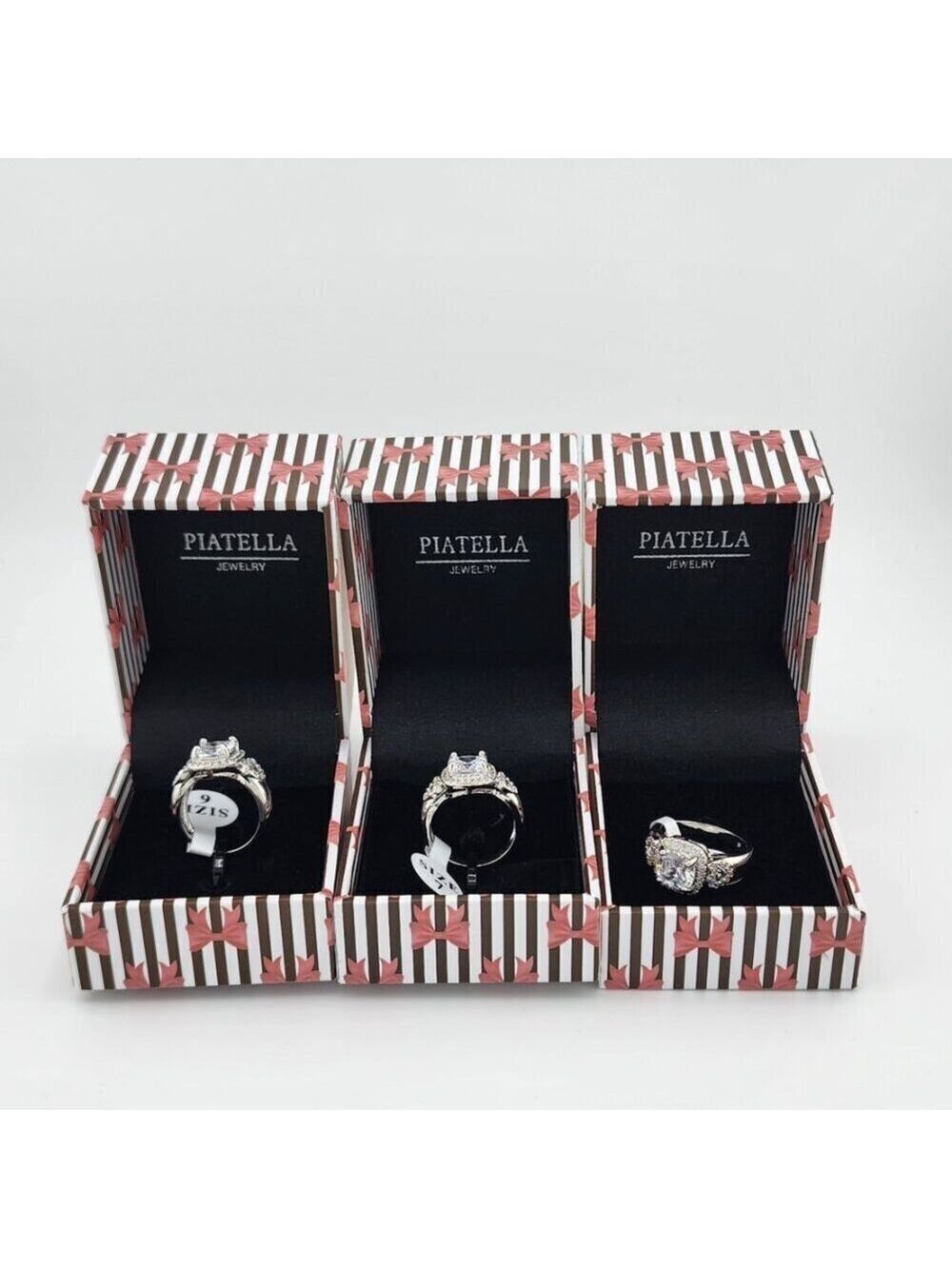 Brand New Square Gemstone Double Heart design Ring - Picture 2 of 5